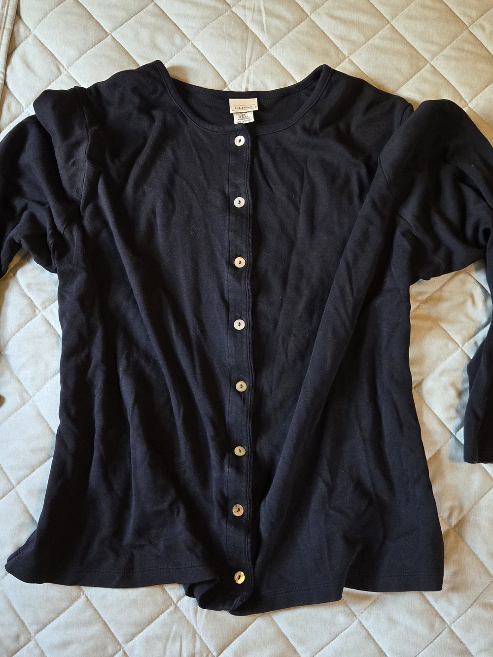 L.L. Bean Black Button-Front Top
